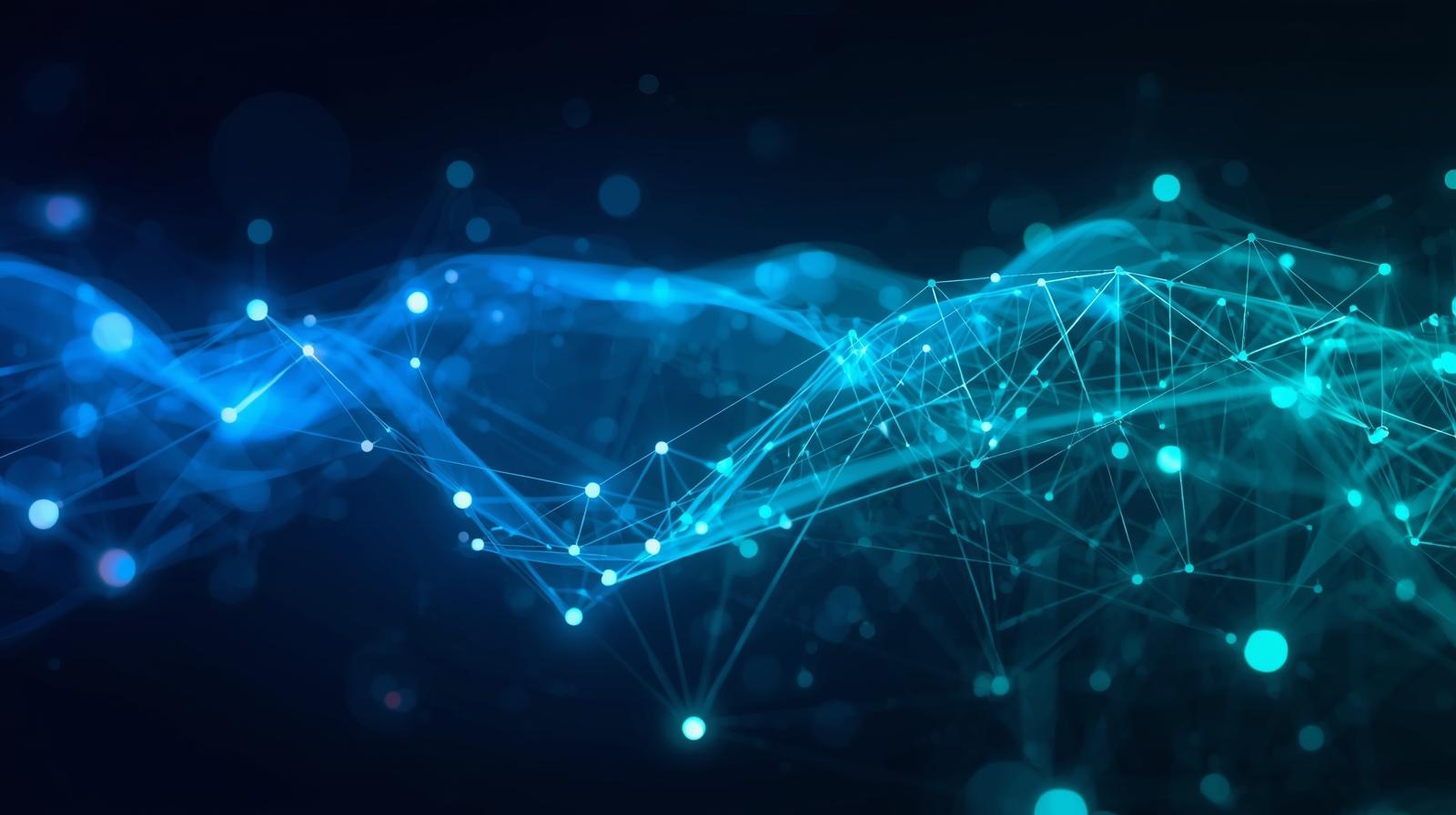 Abstract blue digital network representing fibre internet